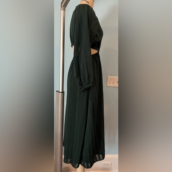 NWT Madewell Long-Sleeve Cutout Midi Dress - Medium Emerald Green - Picture 14 of 15